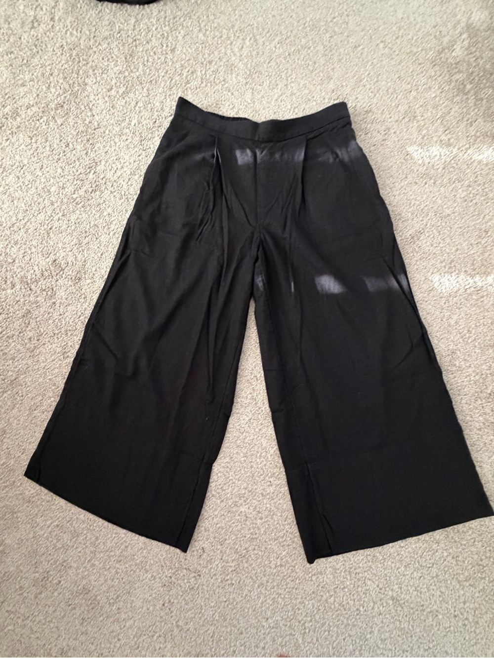 Banana Republic Black Wide-Leg Linen Culotte Pants